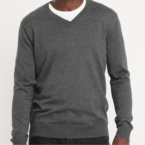 Old Navy dark heather grey vneck sweater - Picture 1 of 1